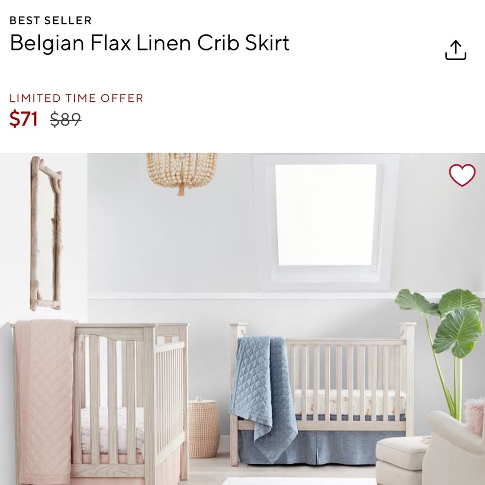 Pottery Barn Kids Belgian Linen Crib Skirt